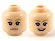 Part No: 3626cpb2683  Name: Minifigure, Head Dual Sided Female, Dark Tan Eyebrows, Bright Pink Lips, Neutral / Smile Showing Teeth Pattern - Hollow Stud