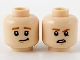 Part No: 3626cpb2684  Name: Minifigure, Head Dual Sided Child Dark Orange Eyebrows, Lopsided Smirk / Confused with Raised Right Eyebrow Pattern - Hollow Stud