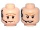 Part No: 3626cpb2723  Name: Minifigure, Head Dual Sided Dark Tan Eyebrows, Wrinkles, Headset, Frown / Smile Pattern - Hollow Stud