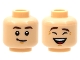 Part No: 3626cpb2800  Name: Minifigure, Head Dual Sided, Dark Brown Eyebrows, Neutral / Laughing with Eyes Closed Pattern - Hollow Stud