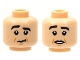 Part No: 3626cpb2803  Name: Minifigure, Head Dual Sided, Black Eyebrows, Right Raised, Dark Orange Cheek Lines, Closed Mouth / Open Mouth Pattern - Hollow Stud