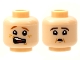 Part No: 3626cpb2809  Name: Minifigure, Head Dual Sided, Scared Open Mouth with Dark Red Eyebrows and Freckles / Dark Brown Eyebrows and Small Mouth Pattern - Hollow Stud