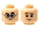 Part No: 3626cpb2810  Name: Minifigure, Head Dual Sided, Medium Nougat Scar, Black Eyebrows and Glasses / Dark Brown Eyebrows Right Raised Pattern - Hollow Stud
