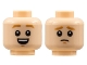 Part No: 3626cpb2841  Name: Minifigure, Head Dual Sided, Medium Nougat Eyebrows and Chin Dimples, Open Smile / Worried Pattern - Hollow Stud