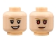 Part No: 3626cpb2853  Name: Minifigure, Head Dual Sided Female, Medium Nougat Eyebrows, Peach Lips, Smile with Teeth / Neutral with Red Eyes Pattern - Hollow Stud