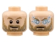 Part No: 3626cpb2854  Name: Minifigure, Head Dual Sided Dark Tan Eyebrows and Full Beard, Light Bluish Gray Highlights, Grin / Angry with Lightning Eyes Pattern - Hollow Stud