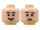 Part No: 3626cpb2862  Name: Minifigure, Head Dual Sided, Dark Brown Eyebrows, Small Smile / Scared Pattern - Hollow Stud