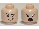 Part No: 3626cpb2876  Name: Minifigure, Head Dual Sided, Black Eyebrows, Raised Right Eyebrow, Open Smile / Scared Pattern - Hollow Stud