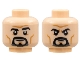 Part No: 3626cpb2890  Name: Minifigure, Head Dual Sided, Black Eyebrows and Goatee, Dark Orange Brow Furrow and Cheek Lines, Grin / Scowl Pattern - Hollow Stud