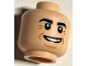 Part No: 3626cpb2896  Name: Minifigure, Head Black Eyebrows, Mean Grin and Gold Tooth Pattern - Hollow Stud