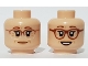 Minifig Head Kathi Dooley, Reddish Brown Glasses and Closed Mouth / Copper Glasses and Open Mouth Print