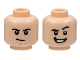 Part No: 3626cpb3013  Name: Minifigure, Head Dual Sided Black Eyebrows, Medium Nougat Chin Dimple, Firm / Smile with Teeth and Raised Left Eyebrow Pattern - Hollow Stud