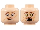 Part No: 3626cpb3121  Name: Minifigure, Head Dual Sided Reddish Brown Eyebrows and Moustache, Slash Scars, Neutral / Yellow Eyes and White Fangs Pattern - Hollow Stud