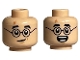 Part No: 3626cpb3146  Name: Minifigure, Head Dual Sided Black Eyebrows and Glasses, Medium Nougat Lightning Scar, Lopsided Grin / Open Mouth Smile with Teeth Parted Pattern - Hollow Stud