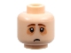 Part No: 3626cpb3193  Name: Minifigure, Head Reddish Brown Eyebrows, Nougat Patches Around Eyes, Frown Pattern - Hollow Stud