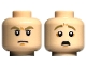 Part No: 3626cpb3238  Name: Minifigure, Head Dual Sided Dark Tan Eyebrows, Nougat Chin Dimple, Angry / Scared with Open Mouth Pattern - Hollow Stud