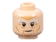 Part No: 3626cpb3257  Name: Minifigure, Head White and Light Bluish Gray Bushy Eyebrows, Medium Nougat Brow Furrows, Wrinkles, and Cheek Lines Pattern - Hollow Stud