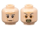 Part No: 3626cpb3258  Name: Minifigure, Head Dual Sided Dark Bluish Gray Eyebrows, Medium Nougat Wrinkles, Neutral / Angry with Bright Light Yellow Teeth Pattern - Hollow Stud