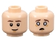 Part No: 3626cpb3260  Name: Minifigure, Head Dual Sided Dark Brown Eyebrows, Medium Nougat Chin Dimple, Grin / Scared with Bright Light Blue Eyes Pattern - Hollow Stud