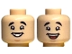 Part No: 3626cpb3270  Name: Minifigure, Head Dual Sided Black Eyebrows, Medium Nougat Chin Dimple, Open Mouth Smile with Teeth / Wide Open Mouth Smile with Tongue Pattern - Hollow Stud
