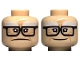 Part No: 3626cpb3271  Name: Minifigure, Head Dual Sided White Bushy Eyebrows, Medium Nougat Wrinkles and Cheek Lines, Black Glasses, Frown / Smile Pattern - Hollow Stud