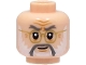 Part No: 3626cpb3279  Name: Minifigure, Head Dark Bluish Gray Eyebrows and Moustache, White Beard, Gold Glasses, Medium Nougat Wrinkles, Chin Dimple, Smile Pattern - Hollow Stud