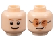 Part No: 3626cpb3287  Name: Minifigure, Head Dual Sided Medium Brown Eyebrows, Nougat Dimples, Smile / Winking with Glasses Pattern - Hollow Stud