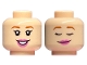 Part No: 3626cpb3295  Name: Minifigure, Head Dual Sided Female Dark Orange Eyebrows, Dark Pink Lips, Open Mouth Smile / Sleeping with Smirk Pattern - Hollow Stud