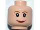 Part No: 3626pb0205  Name: Minifigure, Head Female Reddish Brown Thin Eyebrows, Black Single Eyelashes, Red Lips, Wide Grin Pattern
