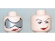 Part No: 3626pb0257  Name: Minifigure, Head Dual Sided Female Red Lips with Smirk and Silver Glasses / Arched Eyebrows Pattern