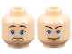 Part No: 3626pb0284  Name: Minifigure, Head Dual Sided Female Black Thin Eyebrows, Blue Eyes, Nougat Lips and Eye Shadow, Scared / Open Mouth Smile with Teeth Pattern