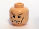 Part No: 3626pb0289  Name: Minifigure, Head Male Cheek Lines, Chin Dimple, Stern Dark Tan Eyebrows, Scar above Right Eye Pattern