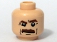 Part No: 3626pb0357  Name: Minifigure, Head Reddish Brown Thick Eyebrows and Moustache, Right Lower Eyelid, Black Cheek Lines, Chin Dimple and Wrinkles, Stern Pattern