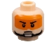 Part No: 3626pb0401  Name: Minifigure, Head Male Stern Black Eyebrows, Pupils, Orange Visor and Chin Strap Pattern