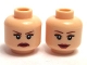 Part No: 3626pb0416  Name: Minifigure, Head Dual Sided Female Reddish Brown Eyebrows, Black Eyelashes, Nougat Eye Shadow, Dark Red Lips, Frown / Grin Pattern