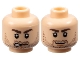 Part No: 3626pb0417  Name: Minifigure, Head Dual Sided Dark Brown Bushy Eyebrows and Beard Stubble, Upper Eyelids, Dark Orange Chin Dimple, Lopsided Open Mouth Scowl with Teeth / Grin Pattern