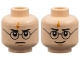 Part No: 3626pb0475  Name: Minifigure, Head Dual Sided Black Eyebrows, Upper Eyelids, Round Glasses, Dark Orange Lightning Bolt Scar, Medium Nougat Chin Dimple, Angry Frown / Grin Pattern