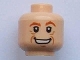 Part No: 3626pb0478  Name: Minifigure, Head Male Dark Orange Eyebrows, Medium Nougat Wrinkles and Chin Dimple, Open Mouth Smile with Teeth Pattern