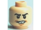 Part No: 3626pb0490  Name: Minifigure, Head Black Eyebrows, Upper Eyelids, Medium Nougat Soul Patch and Dimples, Open Mouth Smile with Teeth and Gap Pattern