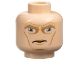 Part No: 3626pb0519  Name: Minifigure, Head Dark Tan Eyebrows, Large Sand Blue Eyes, Medium Nougat Eye Shadow, Upper Lip, Cheek Lines and Chin Dimple, Scowl Pattern