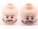 Part No: 3626pb0576  Name: Minifigure, Head Dual Sided Dark Brown Eyebrows, Moustache and Shaggy Beard, Upper Eyelids, Medium Nougat Cheek Lines, Chin Dimple and Wrinkles, Frown / Lopsided Open Mouth Smile with Teeth Pattern