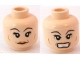 Part No: 3626pb0590  Name: Minifigure, Head Dual Sided Female, Dark Brown Eyebrows, Crow's Feet, Smile / Angry Pattern (HP Narcissa)