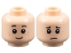 Part No: 3626pb0595  Name: Minifigure, Head Dual Sided Child Black Eyebrows, Reddish Brown Freckles, Grin / Sad Frown Pattern