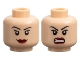 Part No: 3626pb0635  Name: Minifigure, Head Dual Sided Female Black Eyebrows, Eyelashes, Dark Red Lips, Grin / Angry Bared Teeth Pattern