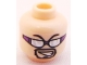 Part No: 3626pb0646  Name: Minifigure, Head Black Eyebrows, Moustache and Goatee, Dark Purple Sunglasses with Silver Lenses with White Reflections, Lopsided Open Mouth Scowl with Teeth Pattern