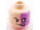 Part No: 3626pb0648  Name: Minifigure, Head Black Eyebrows, Lopsided Open Mouth Scowl with Teeth, Medium Nougat Cheek Line and Dimple on Right, Medium Lavender Skin, White Eye, Dark Purple Eye Shadow, Spots and Scar on Left Pattern