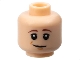 Part No: 3626pb0655  Name: Minifigure, Head Reddish Brown Eyebrows, Upper Eyelids, Dark Orange Chin Dimple, Lopsided Grin Pattern