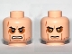 Part No: 3626pb0671  Name: Minifigure, Head Dual Sided Black Angled Eyebrows, Dark Orange Eye Shadow, Cheek Lines, Chin Dimple and Scars, Angry Open Mouth with Teeth / Yellow Eyes and Stern Pattern