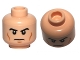 Lego part: Minifigure, Head Black Angled Eyebrows, Medium Nougat Cheek Lines and Chin Dimple, Stern Pattern