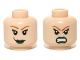 Part No: 3626pb0711  Name: Minifigure, Head Dual Sided Female Green Lips and Orange Eyebrows, Smile / Bared Teeth Pattern